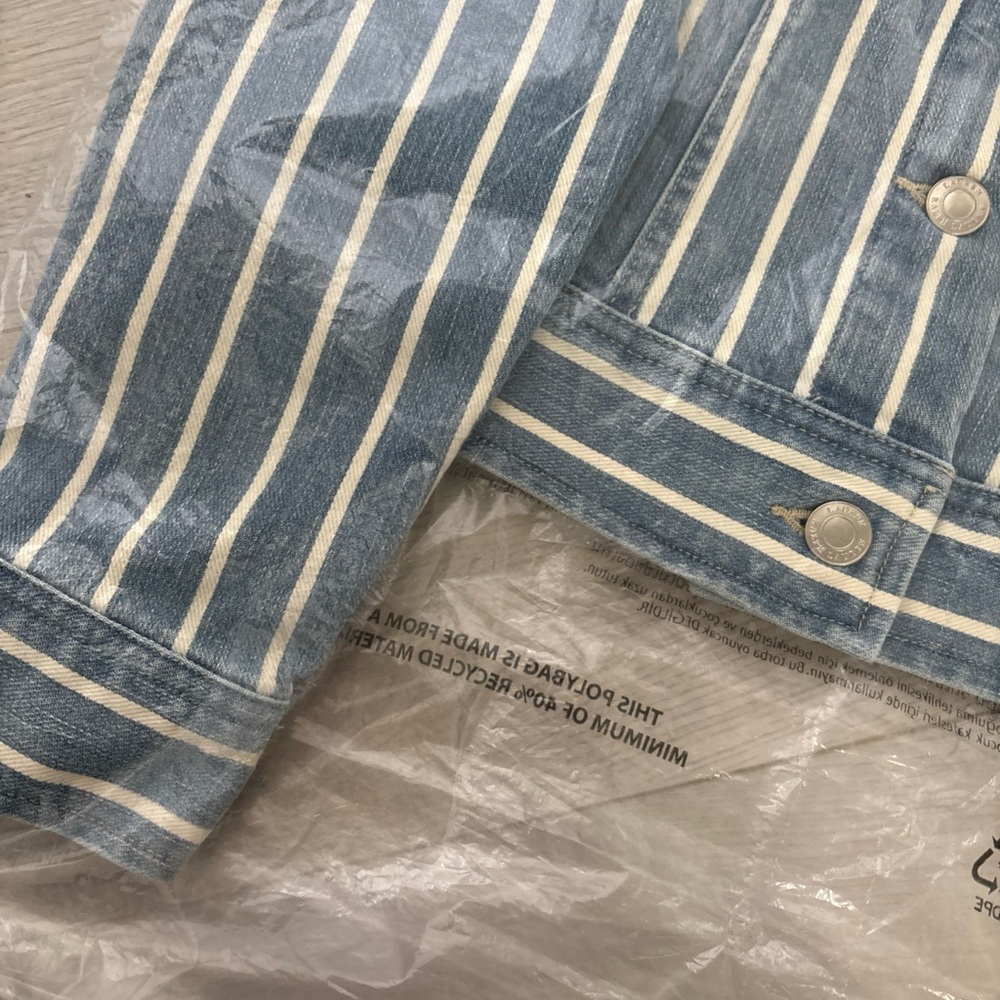 Lauren By Ralph Lauren Blue and White Striped denim Jacket Sz XS - Picture 5 of 9